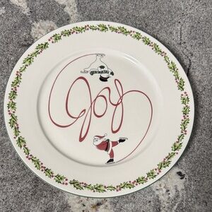 International Silver Co. Festive Holiday Plate with Joy Design
